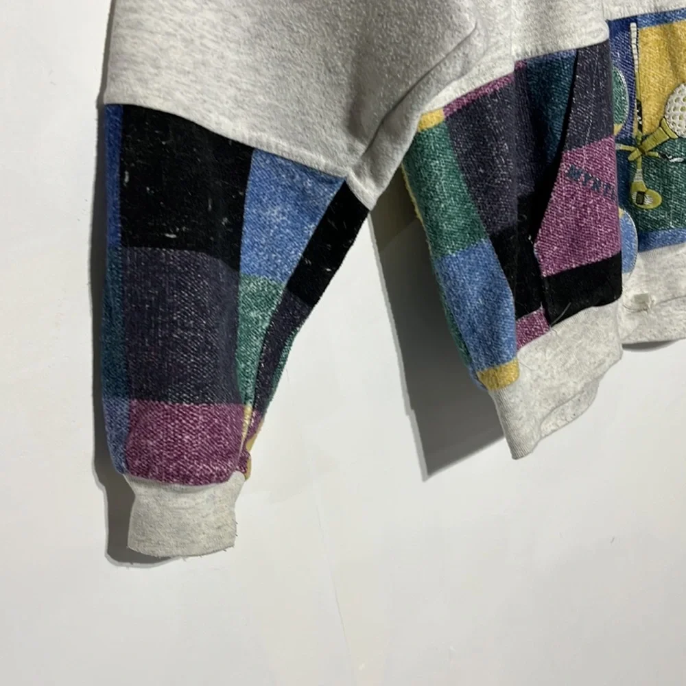 Vintage Myrtle Beach South Carolina Golf Plaid Zip Up Hooded Sweatshirt Size XL - Picture 4 of 12